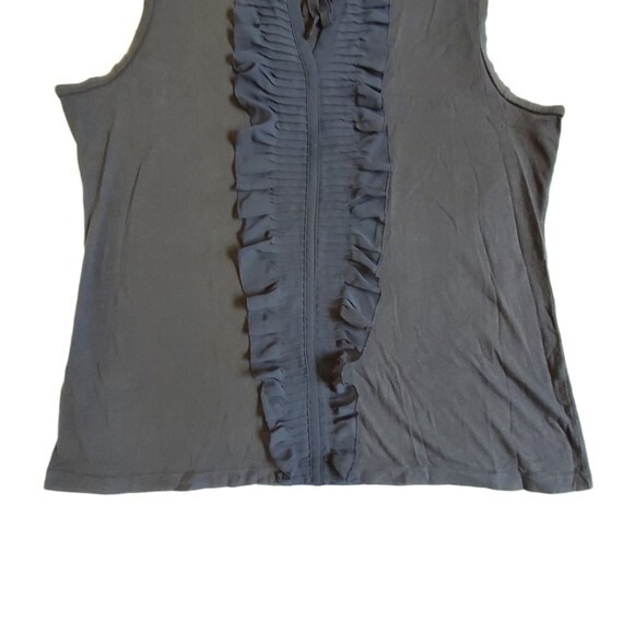 Ann Taylor LOFT gray v neck sleeveless top sz L - Picture 5 of 10